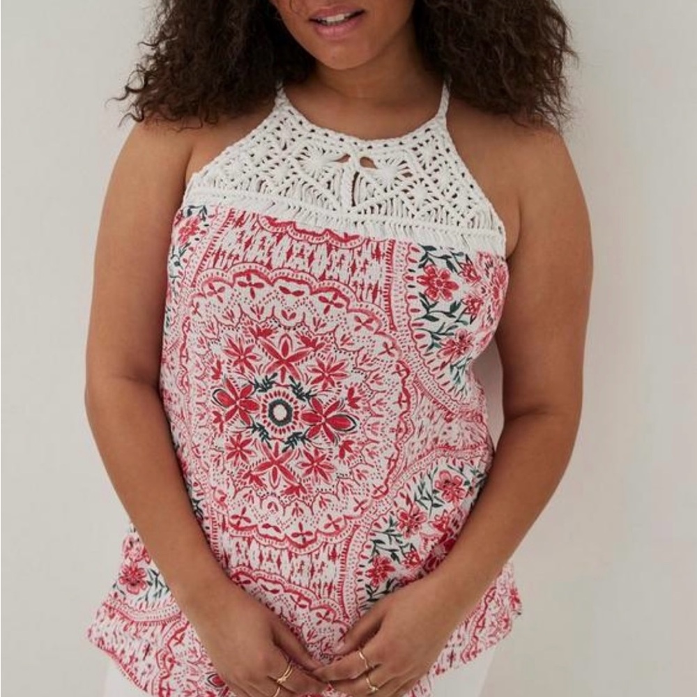 Torrid plus size 3x Floral Crochet Halter Top